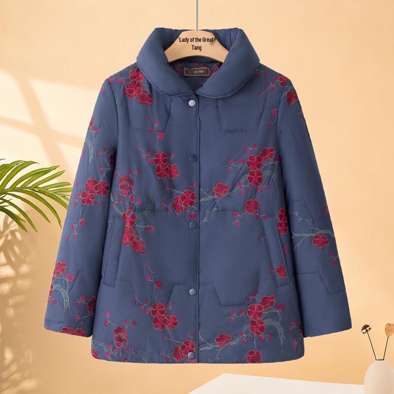 Elderly Women's Padded Floral Winter Coat