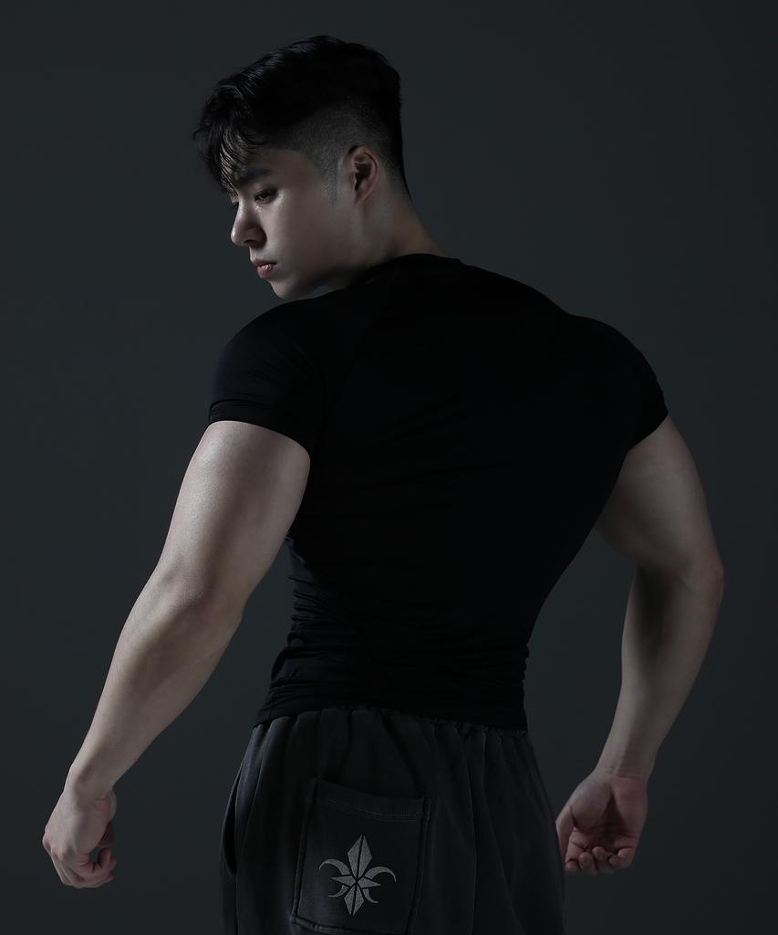 CARMID Silver Logo Compression Short Sleeve [Black]