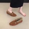Fleece small leather shoes loafers retro fluffy shoes women wear winter Mary Jane warm cotton shoes
