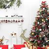 Xmas Tree Hanging Pendants 12Pcs Wooden Christmas Ornaments, Buffalo Plaid Decor with Gnome Door Window Accents Snowflake Tree, Holiday Decoration for