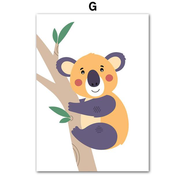 Lion Elephant Giraffe Toucan Koala Tiger Flamingo Wall Art Posters Prints Nordic Canvas Painting Animal Pictures Kids Room Decor