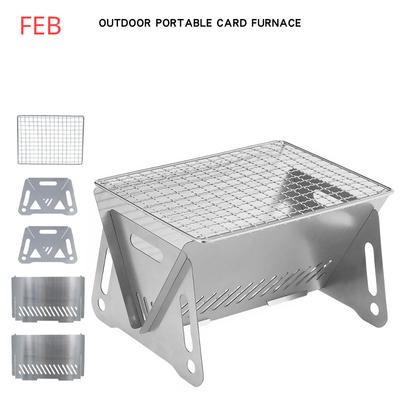 Mini Tragbarer Holzkohlegrill BBQ Grill Tischplatte Feuerstelle Edelstahl Klappbarer Campinggrill für Camping Terrasse Outdoor
