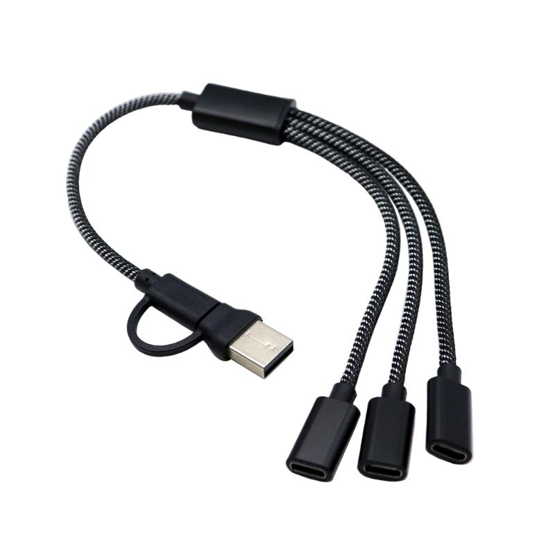 USB + Type C Male to 2/3 Type C Female Cable Adapters USB OTG Splitter Cord Converters Multiple Hubs for Charging and Data