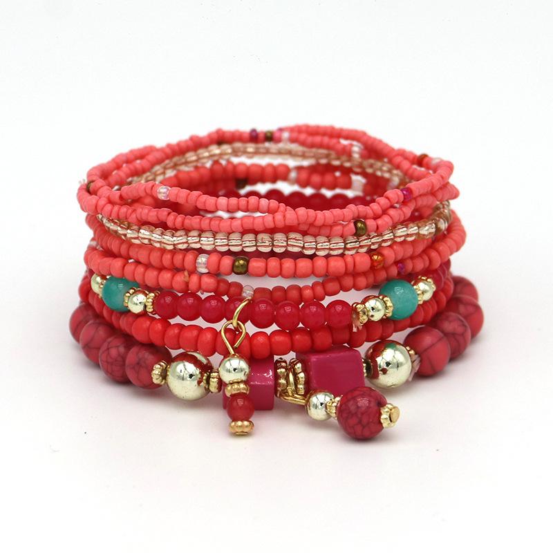 Boho Vícevrstvý Náramek Personalizovaný Tyrkysový Korálkový Cestovní Šperk Náramek Šperk Náramek