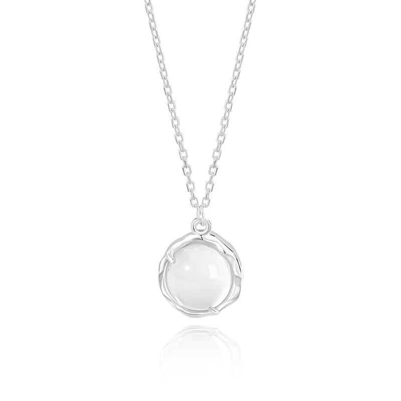 

925 Silver Lychee Ice Jade Necklace Irregular Geometric Design Fashion Commuting Jewelry 925 silver