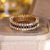 Fashion Rose Golden Rings For Women Vintage Accessories Full Black White cubic zirconia Shiny Ring Fine Jewelry