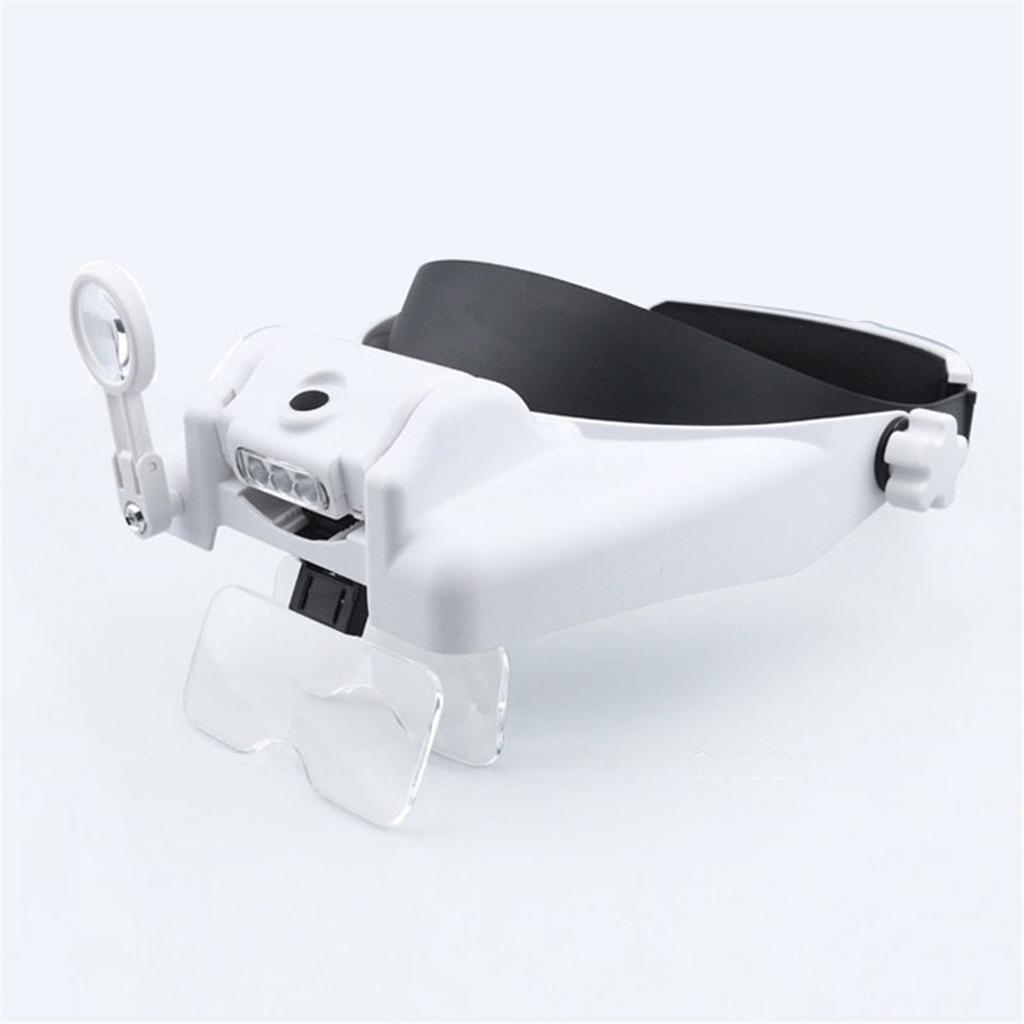 1X-14X 6 Interchangeable Lens Optivisor Headband Lighted Magnifier Head Magnifying Glass with Light Magnifier Eyewear Loupes