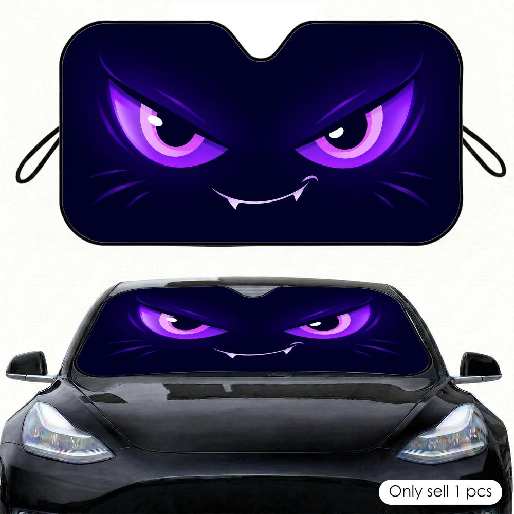 Vertical Pupils And Fangs Sun Visor Car Windshield Sunshade Front Window UV Protection Heat Insulation Sun Shade Cover Foldable