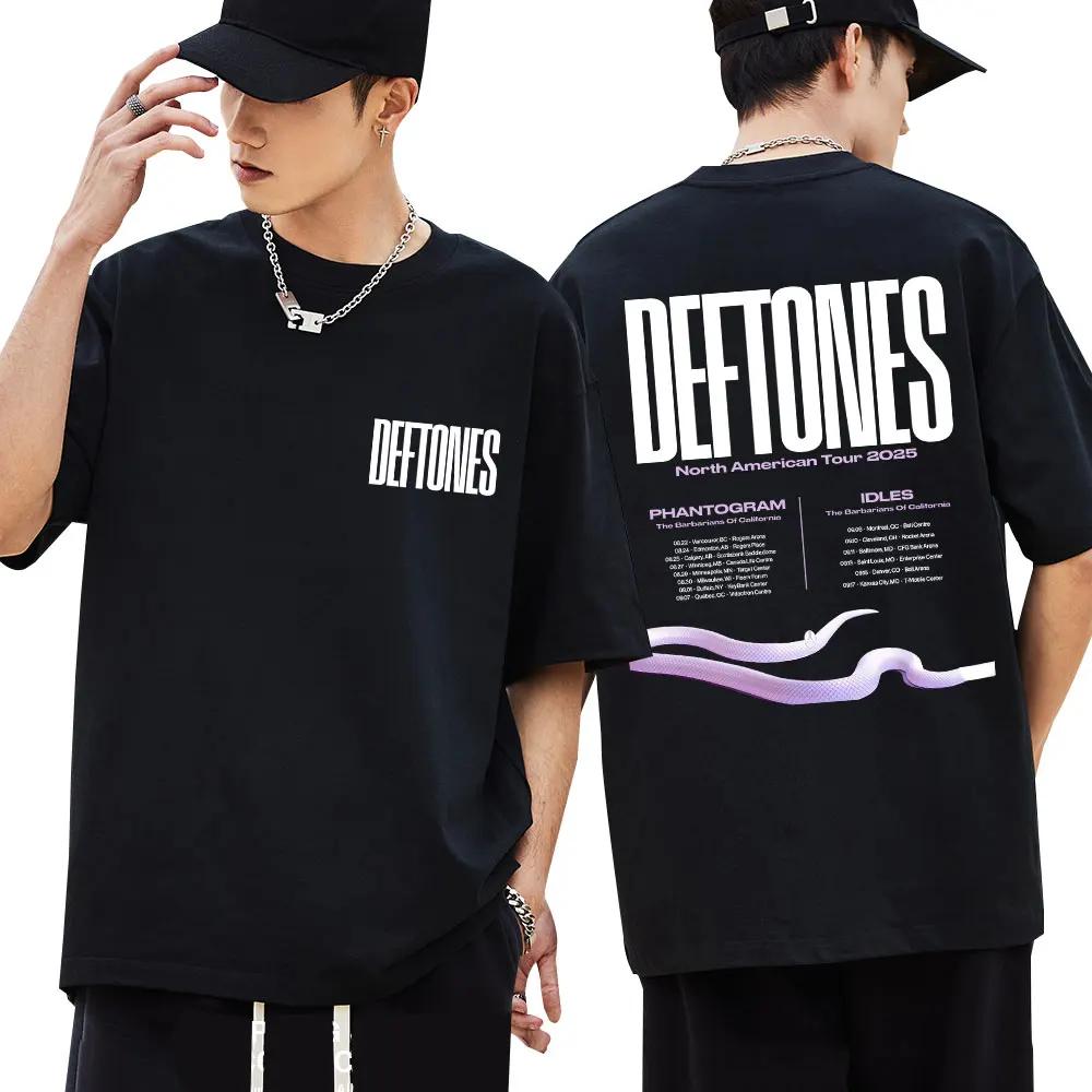 

Deftones North American Tour Fashion Retro Men s and Women s T-shirts 2026 Summer Pure Cotton Printed Loose T-shirts 4XL