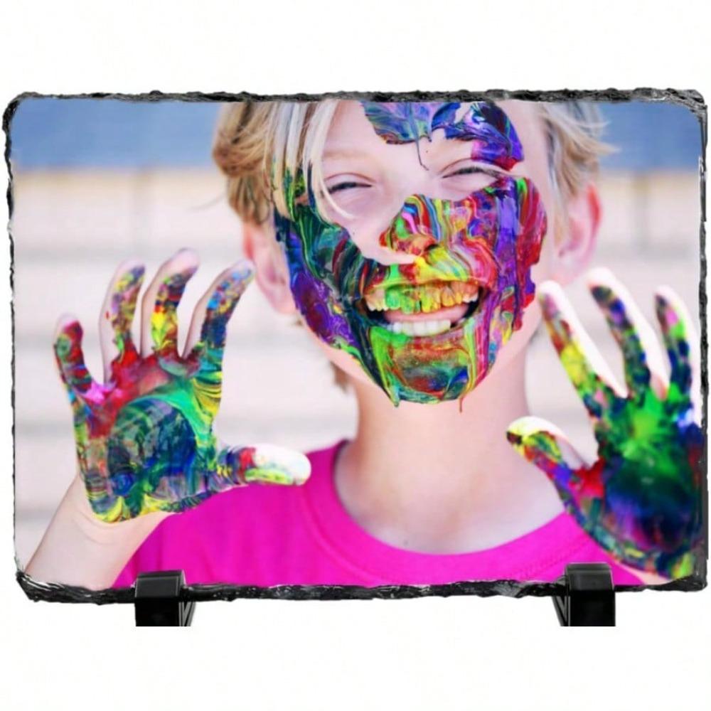 LYHLYA Sublimerings tom skiffersten Anpassad minnesram med displaystativ Sublimerings personlig bildram för värmeöverföringstryck