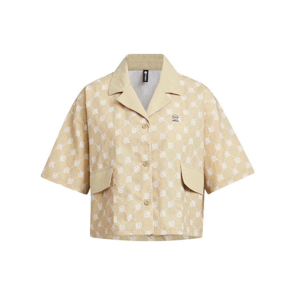 Adidas Neo Casual Printed Short Sleeve Shirt Women Tops Meadow-Brown IB5842