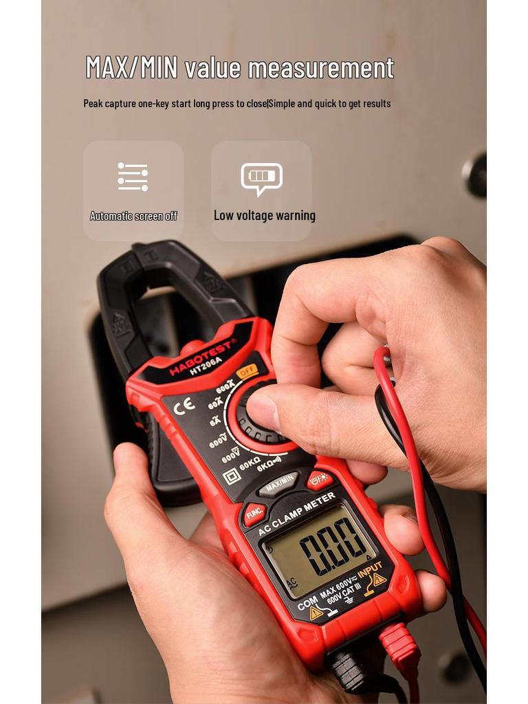HT206D Smart Digital Clamp Meter - AC/DC Multimeter & Leakage Current Tester