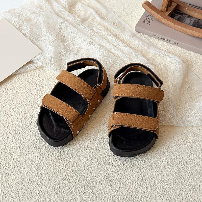 Kids Casual Open Toe Sandals Adjustable Strap Thick Sole Shoes 22 коричневый