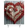 3D Red Heart with Flowers Shower Curtain | Romantic and Elegant Bathroom Decor