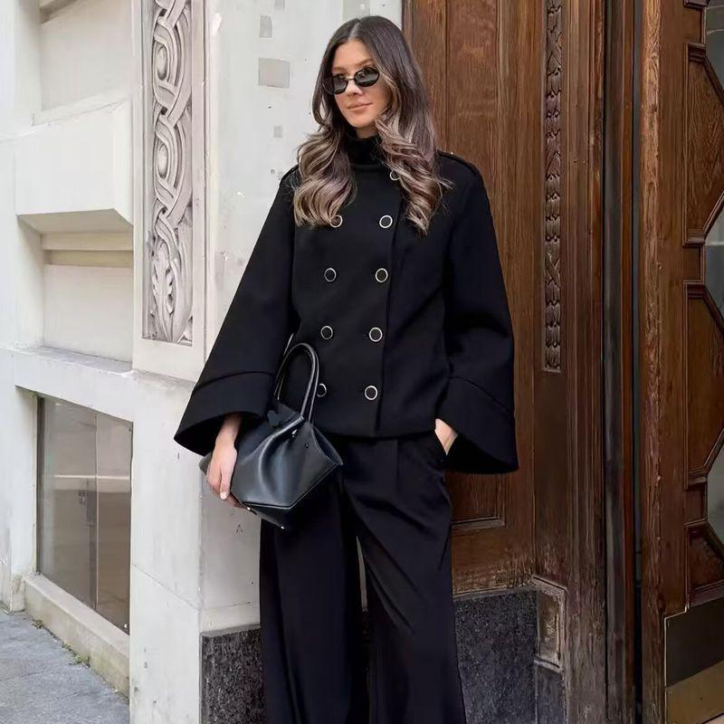 Za Export New Arrival Women's Clothing ZR Fashion Style French Design Fashionable All-Match Double Breasted Batwing-Sleeved Jacket Outwear