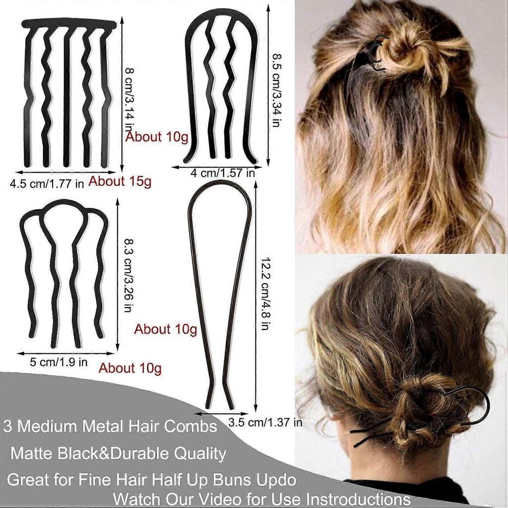7 Pcs Metal Hair Side Combs Hair Fork Clip Teeth Hair Pin Stick for Updo Bun, U