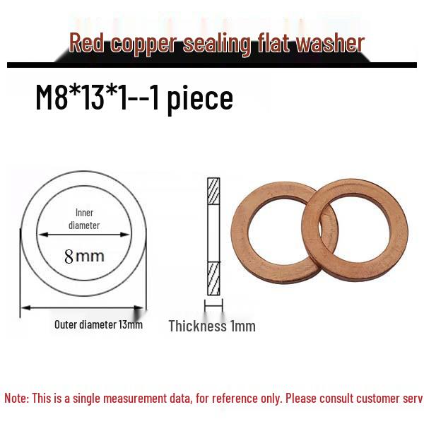 Annealed Red Copper Gasket Washer Pad for Sealing Fastener, M4-M34