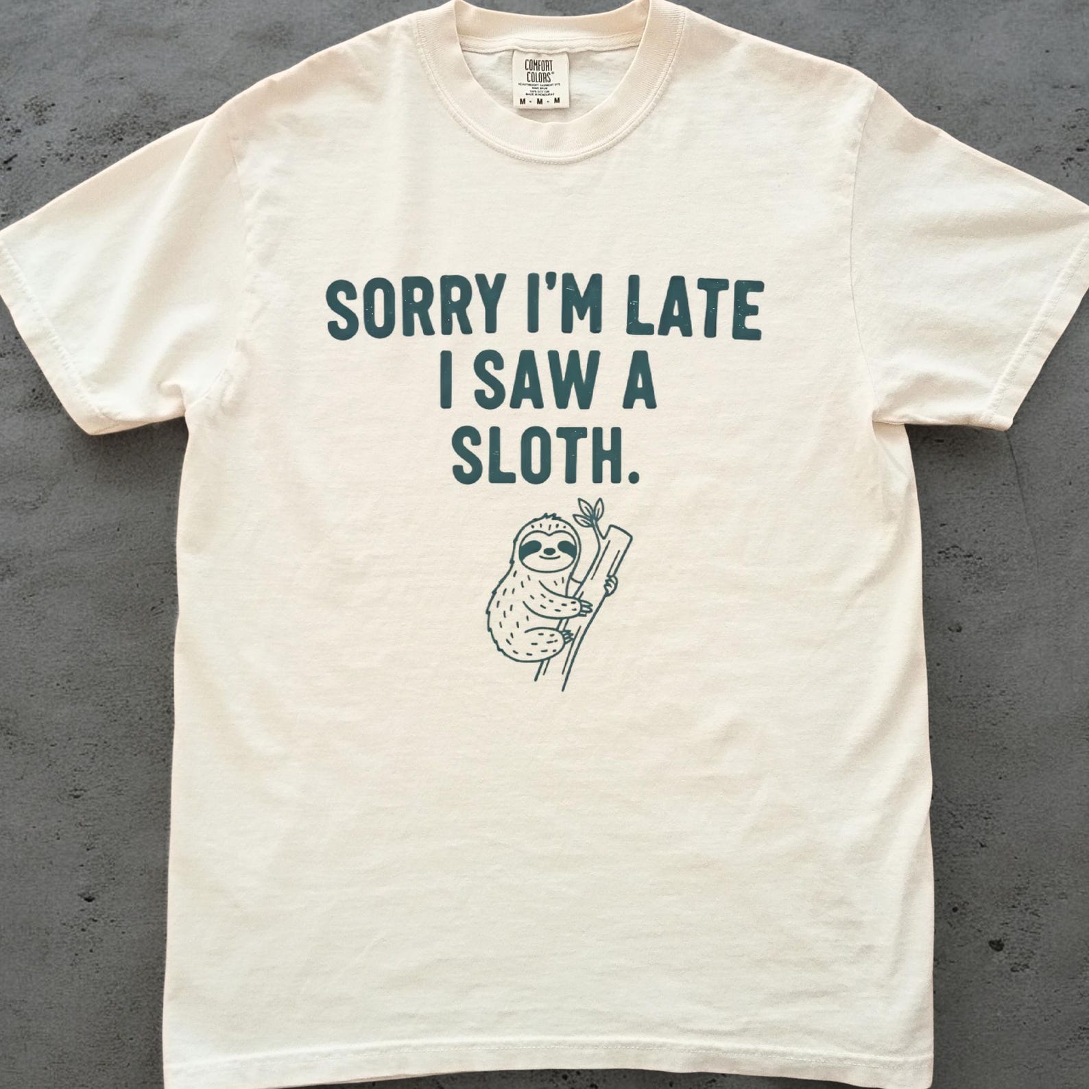 Sloth Shirt, Funny Sloth Lover Tee, Sorry Im Late I Saw a Sloth Top, Cute Animal Graphic Shirt, Comfort Colors Sloth Gift, Wildlife Tee 4XL