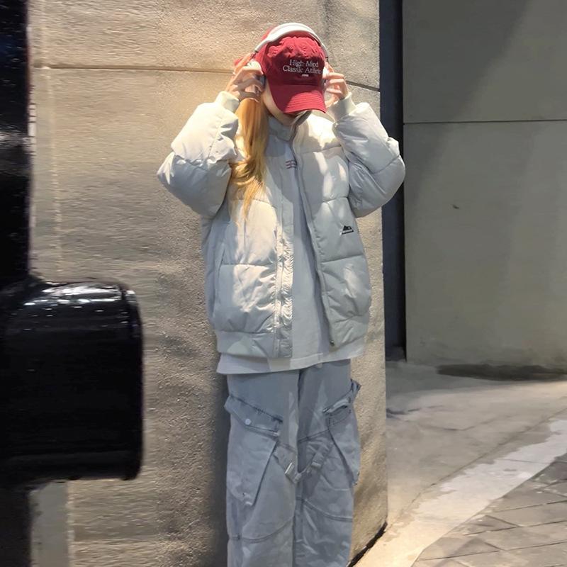 Casual and versatile down cotton jacket women's winter 2025 new stand-up collar cotton jacket loose and slim short padded jacket