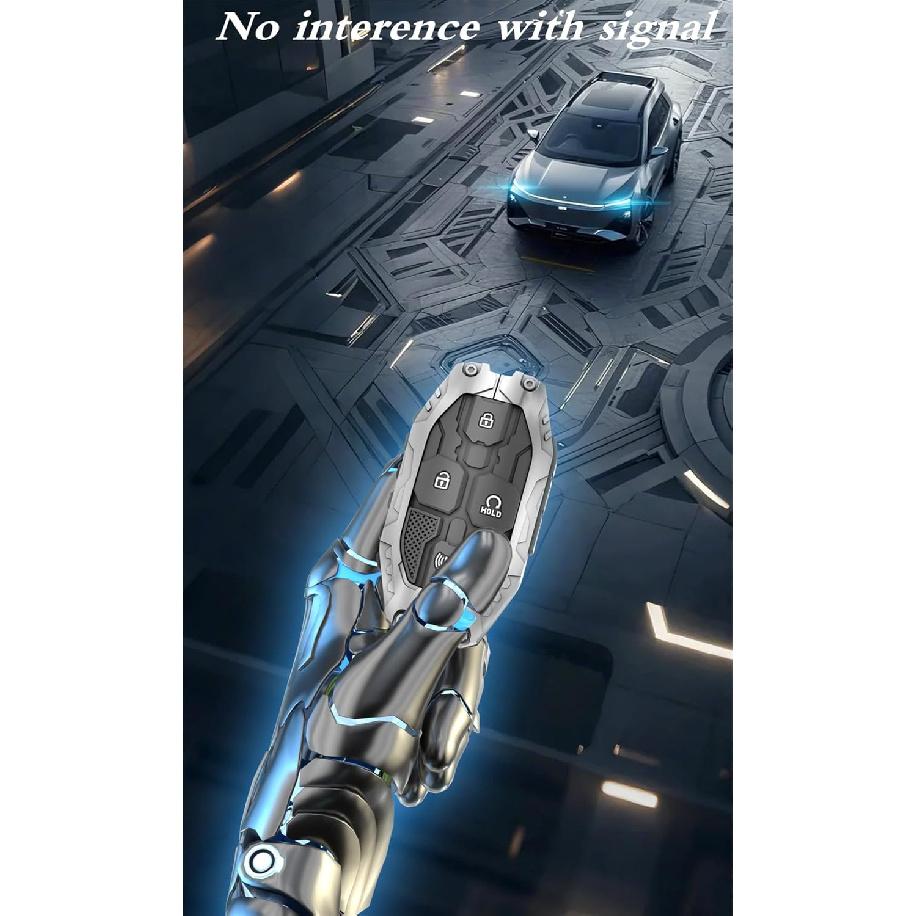 Heavy Key Fob Cover For Hyundai, Key Fob Case Protector Accessories Fits For Hyundai Sonata Santa Fe Tucson KONA Grandeur Ioniq 6 (7 Buttton-Silver)