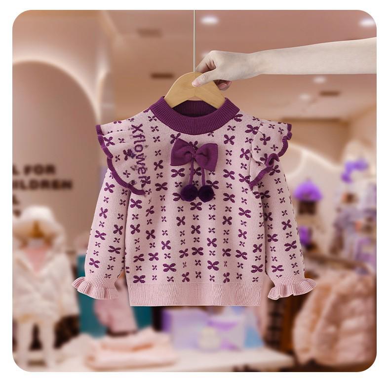 Girls' Autumn/Winter Knitted Sweater & Bell-Bottom Pants Set – Fashionable Two-Piece Outfit for Baby and Toddler