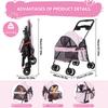 4 Wheels Folding Pet Stroller with Cup Holder, Breathable Mesh for Small Dogs and Cats, 7.5kg Capacity