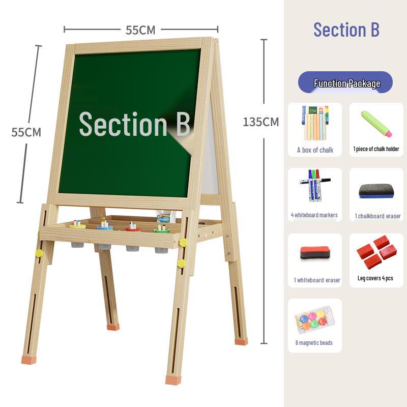 Solid Wood Children's Erasable Chalkboard Easel for Writing & Drawing