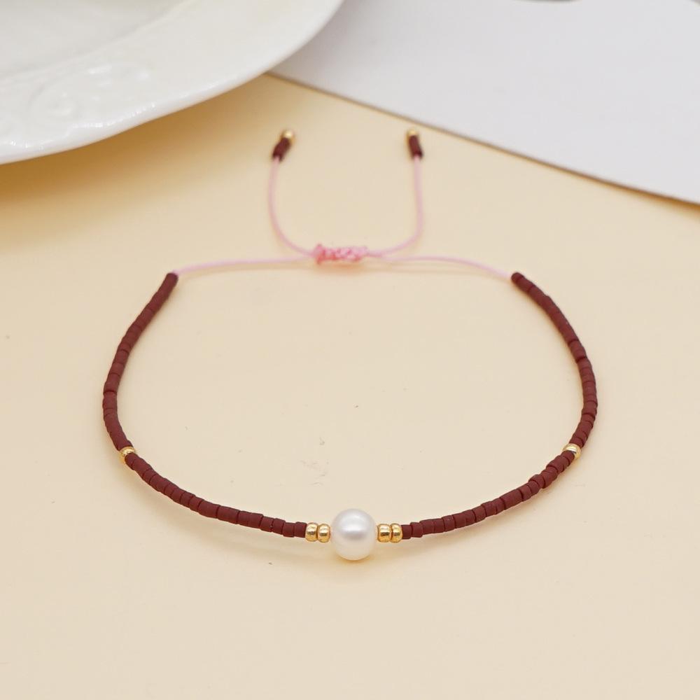 Retro Colorful Seed Bead & Faux Pearl Adjustable Bracelet - Trendy Hand-woven Jewelry for Women
