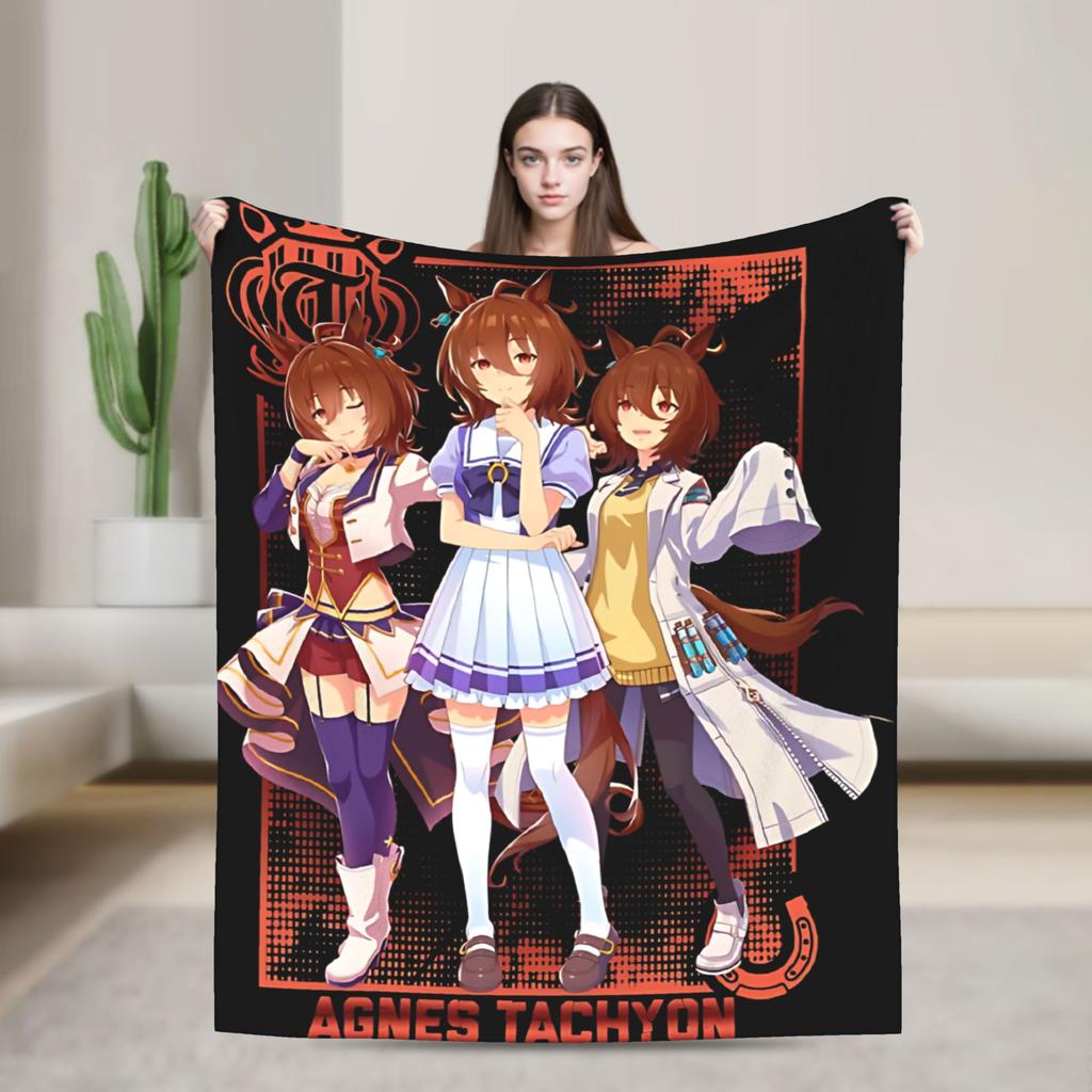 Uma Musume Cinderella Gray - Oguri Cap Blanket Cover Flannel Throw Blanket Bedroom Sofa Printed Soft Warm Bedsprea