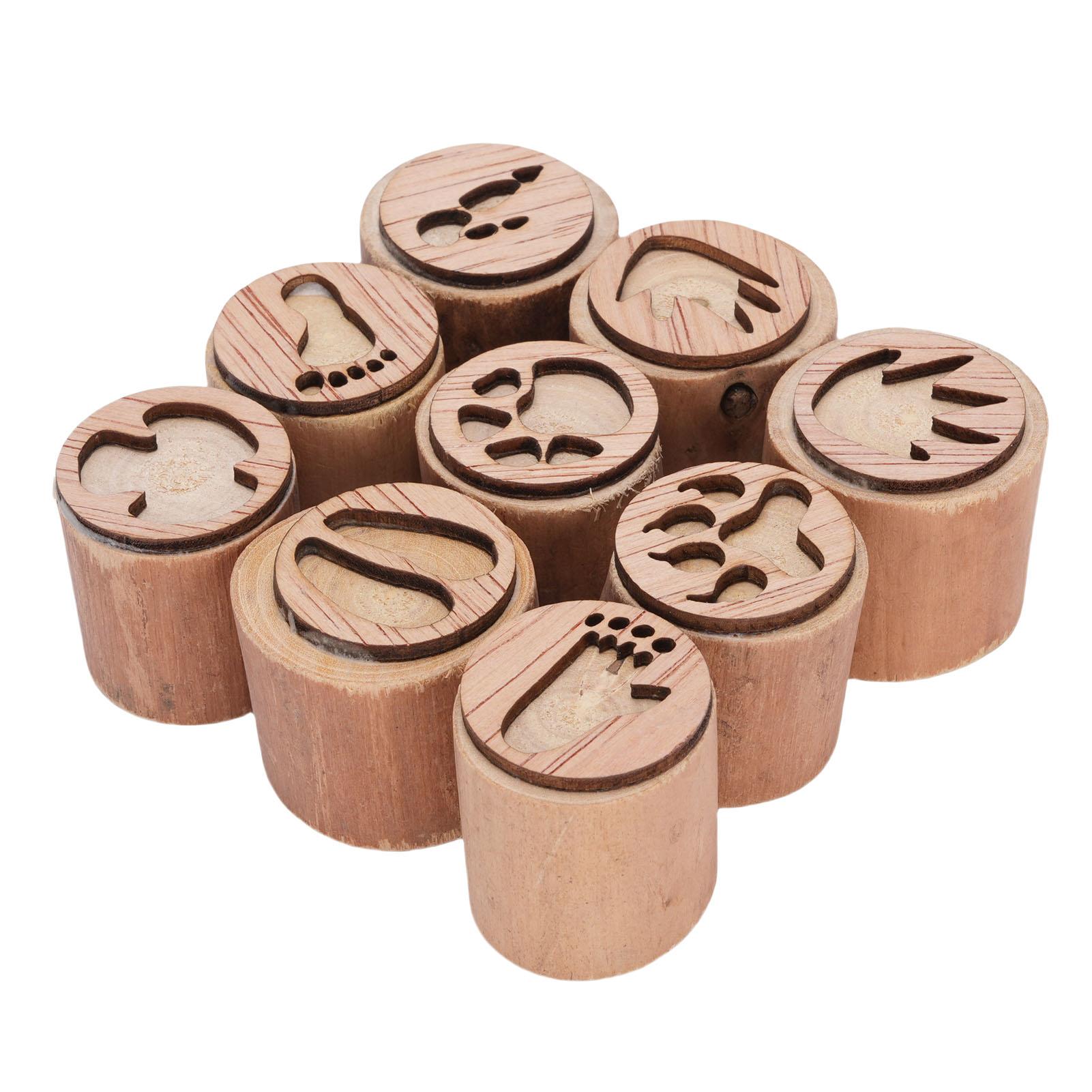 

9 шт. штампов следов животных, деревянный набор штампов следов диких животных, мини ручной работы для крафтинга, декоративных проектов