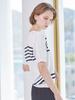 AYIHOLIC CASHMERE Marine Stripe V-Neck Pullover Black