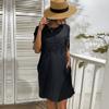 YYFS Women's Fashion Summer Spring Solid Color Print Lace Short Sleeve O-Neck Casual Dresses