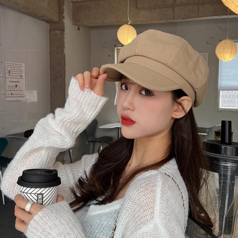 Hat Female Couple Octagonal Hat Spring and Autumn British Retro Painter New Beret Retro Versatile Student