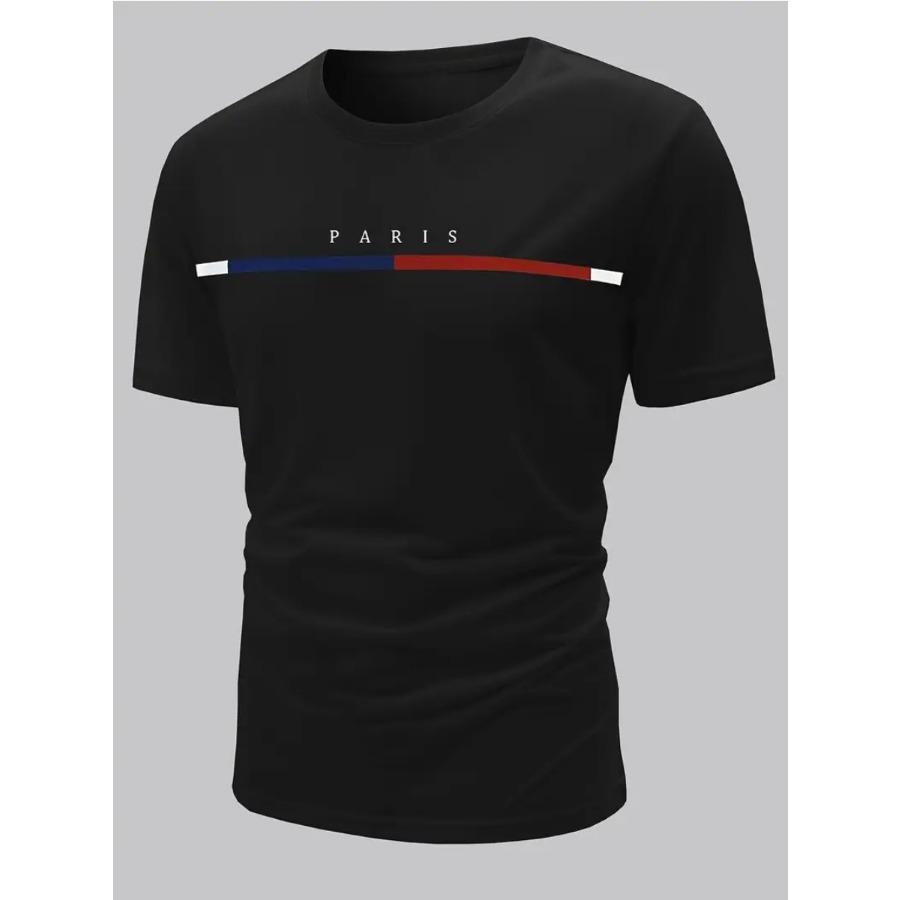 Men Stripe Character Print 3d T Shirt Short Sleeve O-Neck TShirt Vintage Polyester Breathable Sport Casual Large Size T-Shirts Men’s