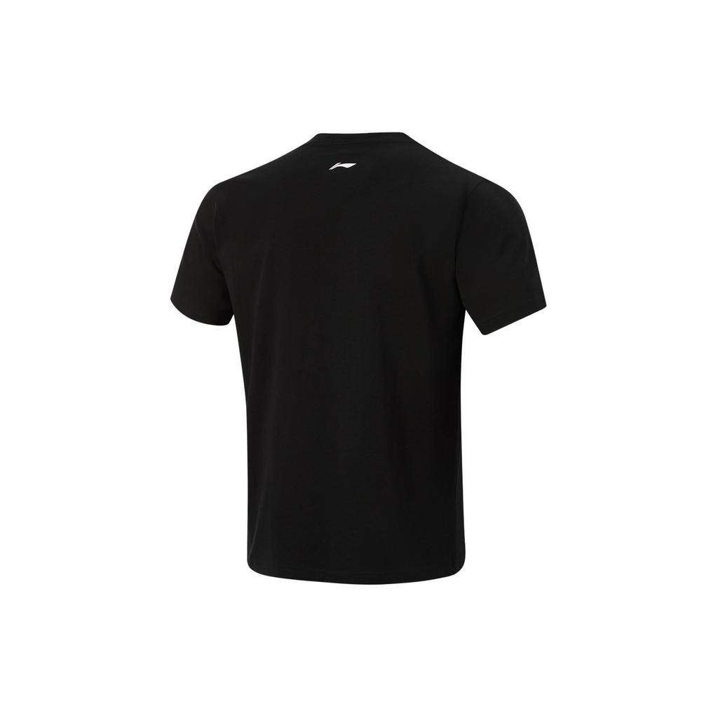 Li-Ning Printed Round Neck Pullover Short Sleeve T-Shirt Men Tops Black AHSU403-1