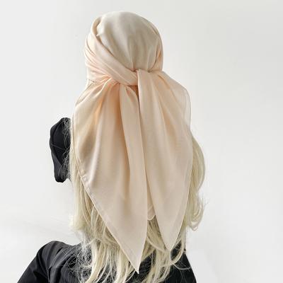 Fashionable New Versatile Headscarf Large Square Scarf Solid Color Scarf Women'S Simulated Silk Satin Scarf