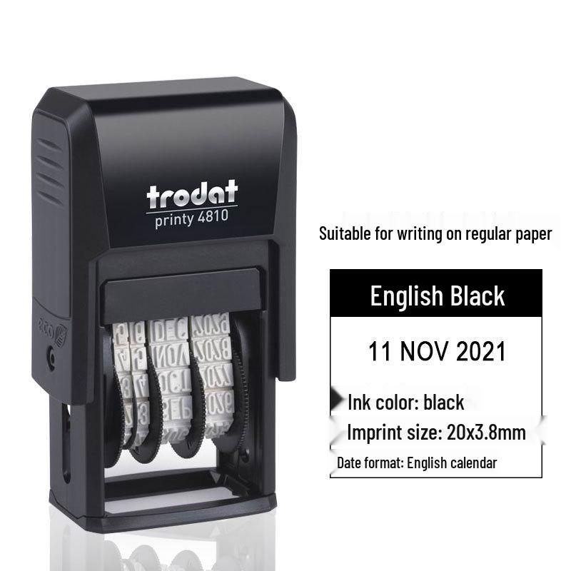 Zhuoda 4810 Automatic Self-Inking Date Stamp, 3.8MM Characters, Adjustable for Chinese & English Dates