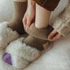 Women Autumn Winter Mid Length Socks Fashionable Versatile Purple Heart-Shaped Soft Warm Comfortable Casual Long Socks