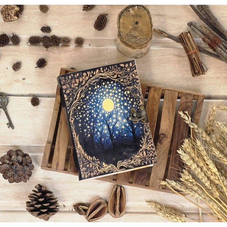 Tree of Life Leather Grimoire Journal: Antique Deckle Edge Paper