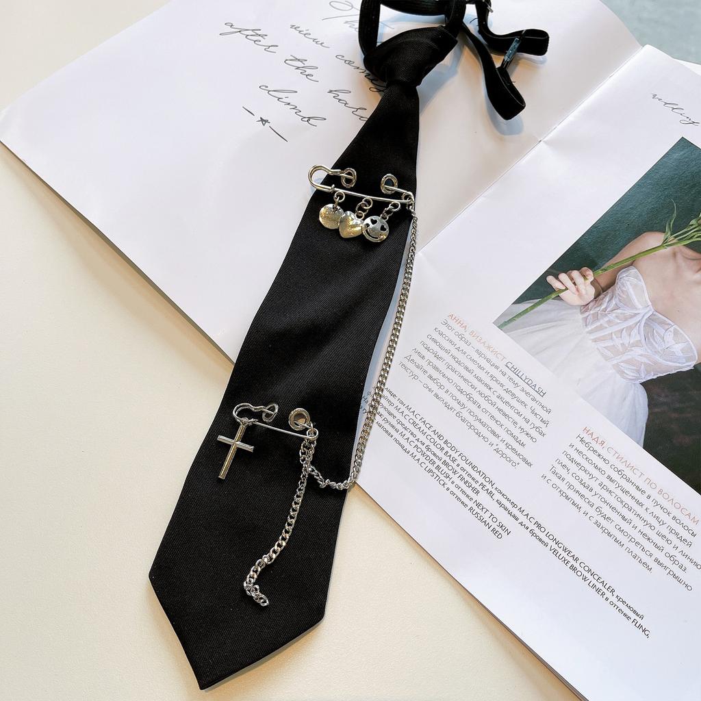 Teens Students Shirt Necktie Women College Style Plain Uniform Detachable Collars Removable Ties Costume Accessories