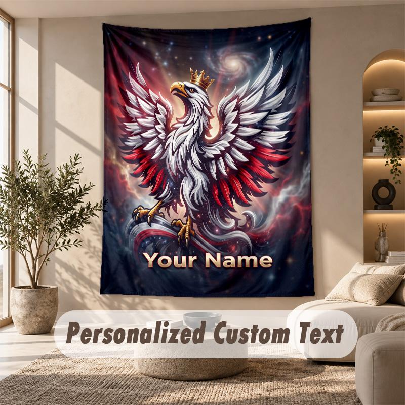 Tapestry Custom Name Text, Wall Hanging Tapestry Home Room DecorPoland Football