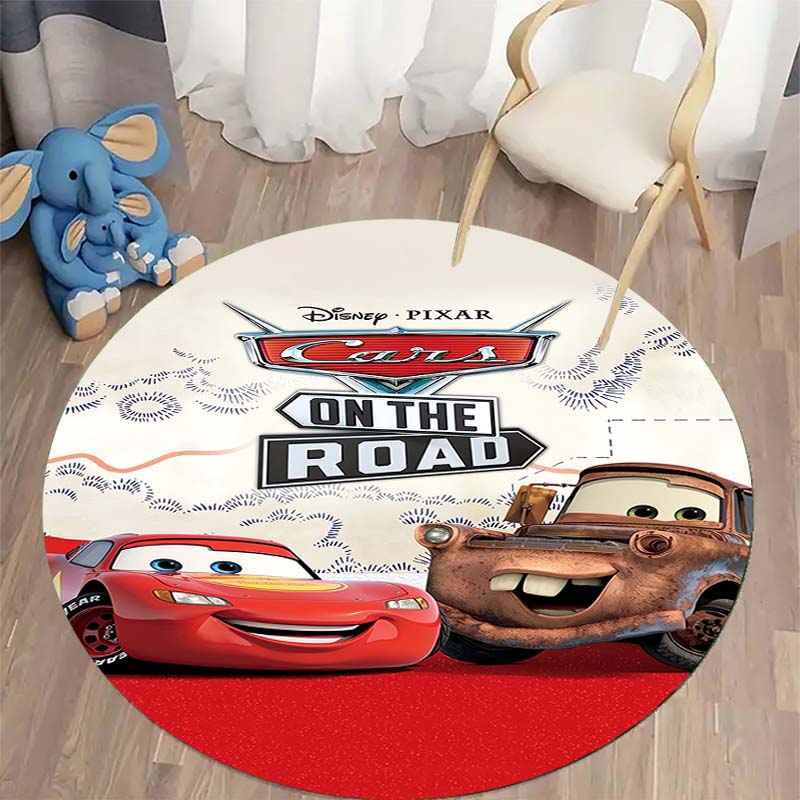 Tappeto Rotondo Tappeto Circolare Antiscivolo con Pattern di Saetta McQueen per Camera da Letto dei Bambini Stanza dei Giochi