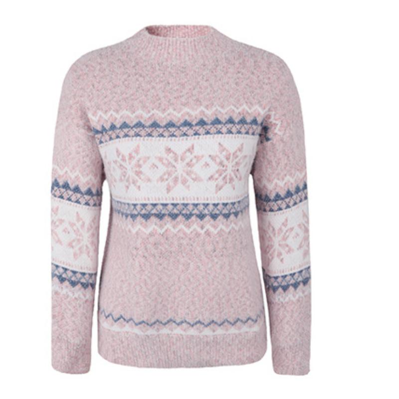 Women's Autumn Winter Christmas Sweater Half Turtleneck Snowflake Pullover