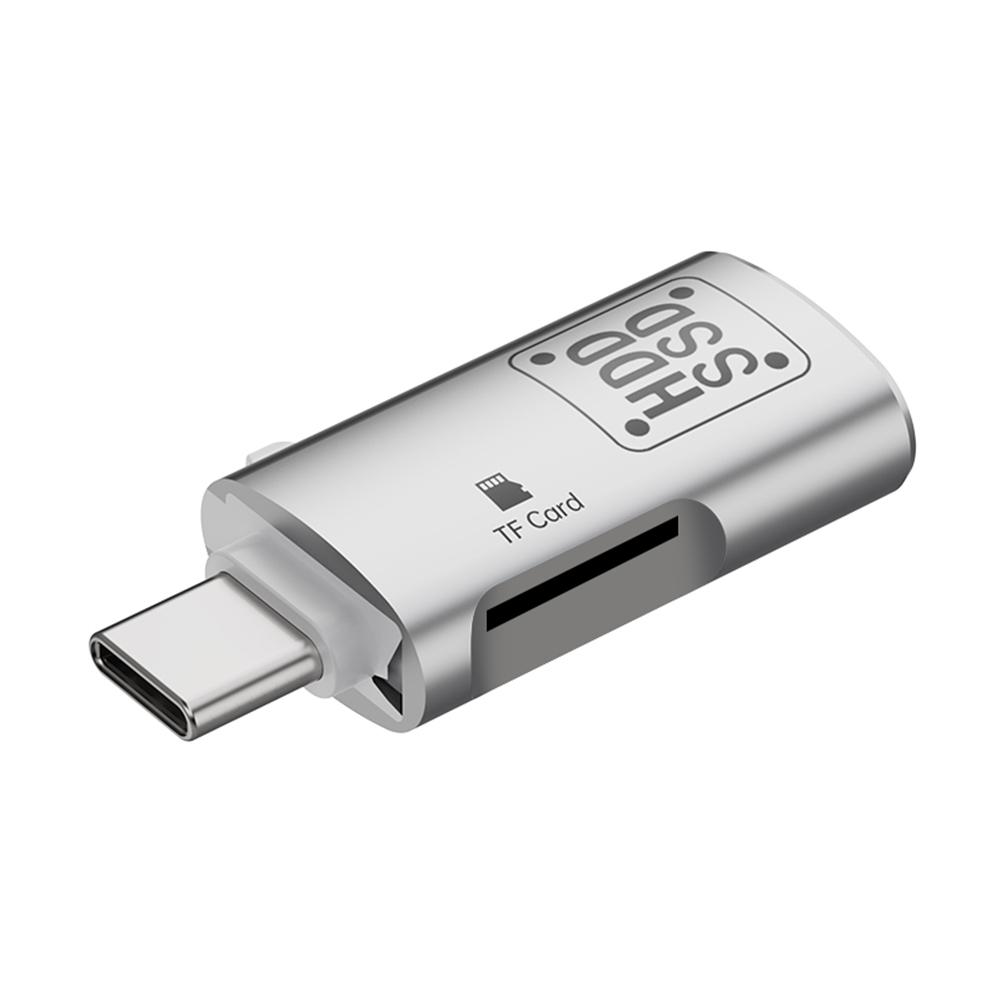 

Быстрое устройство чтения карт памяти 2 в 1, OTG Type-C на USB 3.0, 5 Гбит/с, устройство чтения карт памяти TF со шнурком USB C, устройство чтения карт Micro-SD TF для iPhone 15/iPad серебряный