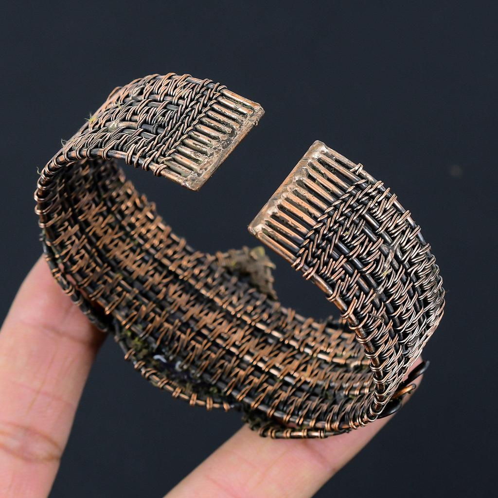 Ametist Ädelsten Handgjord Koppartråd Wrap Smycken Justerbart Armband för Hennes