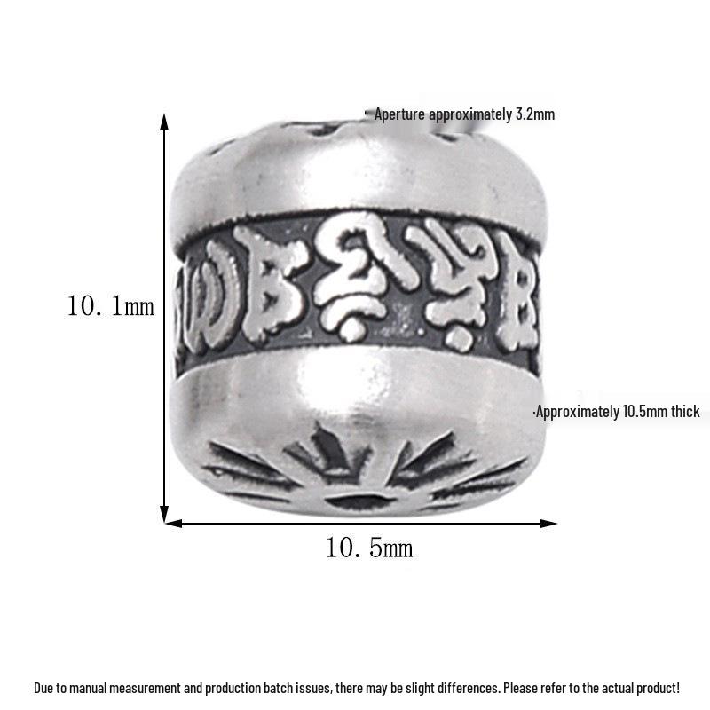 

S999 Стерлинговое серебро Бочонки с шестислоговой мантрой - Ретро 3D разделители для браслетов и аксессуаров своими руками