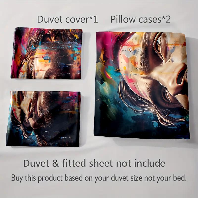 Vivid Artistic Portrait Bedding Duvet Cover Sets Duvet Covers Pillowcases Gifts (1 * Duvet Cover 2 * Pillowcases, Without Duvet Insert)
