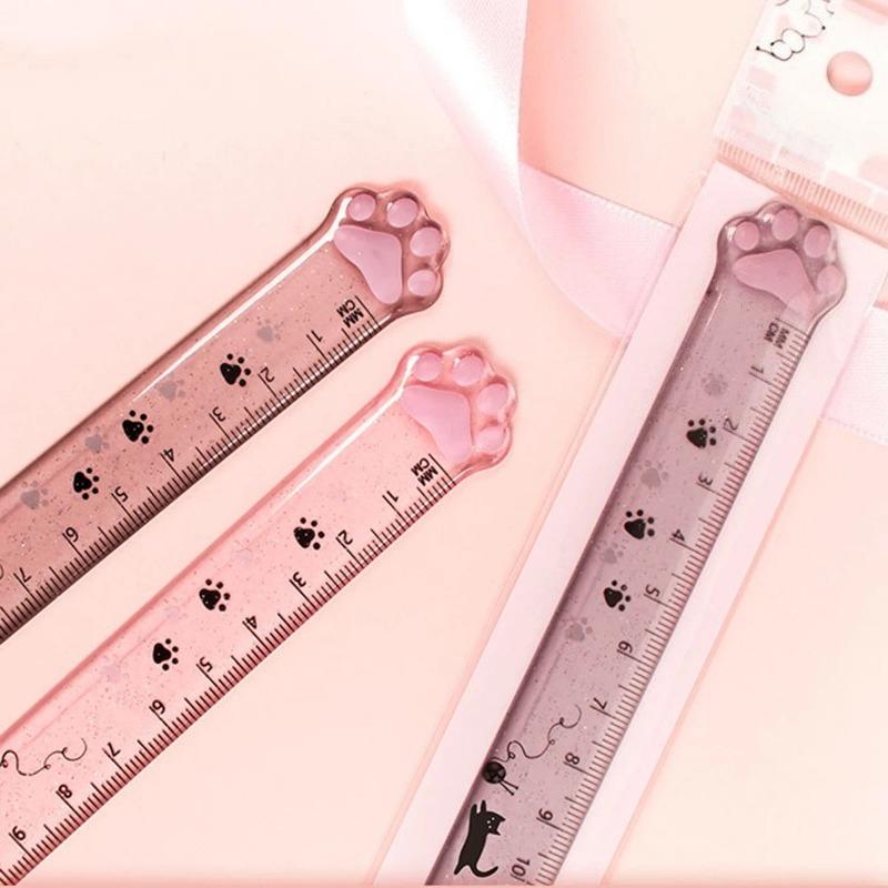 1pcs Cute Kitten Cat Claw Ruler Stationery Fun Drawing Gift Office School Measurement Drawing Ruler
