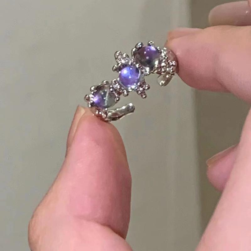 

Artistic Texture Irregular Cat Eye Stone Ring In Purple Design Women For Purple Diamond