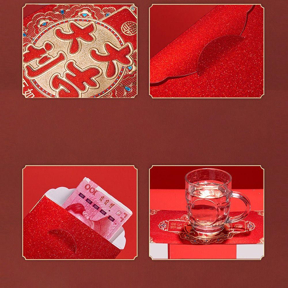 6pcs Creative Lucky Money Bags Cute Good Blessings Red Packet New Year Red Envelope  Wedding